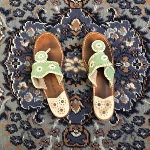 Jack Rogers Size 8 Canvas Green Sandals